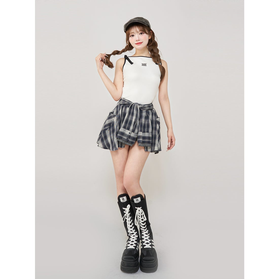 ダーリッチ Darich レイヤードチェックショートパンツ （ブラウン