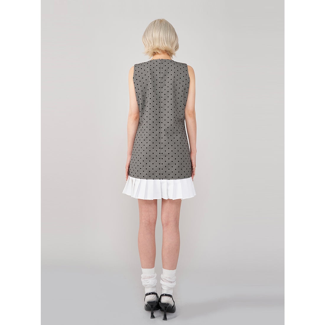 ダーリッチ Darich フロッキードットノースリミニワンピース （グレー