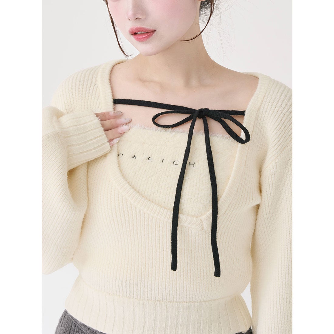 アシメレイヤードニットトップスgry ダーリッチ Darich アシメ
