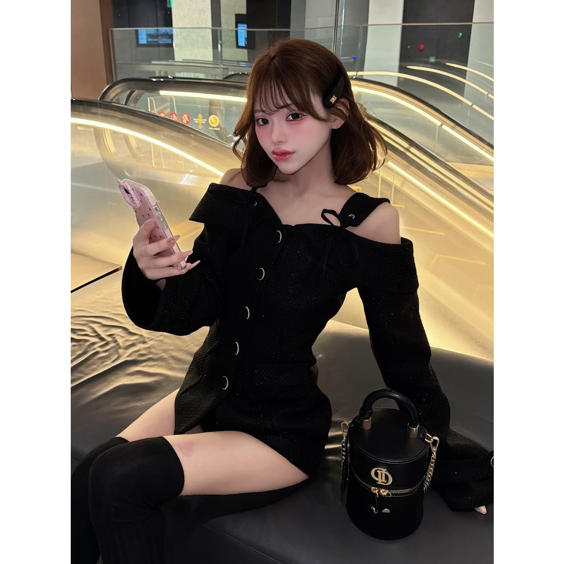 ダーリッチ Darich ボンディングツイードオフショルチュニック