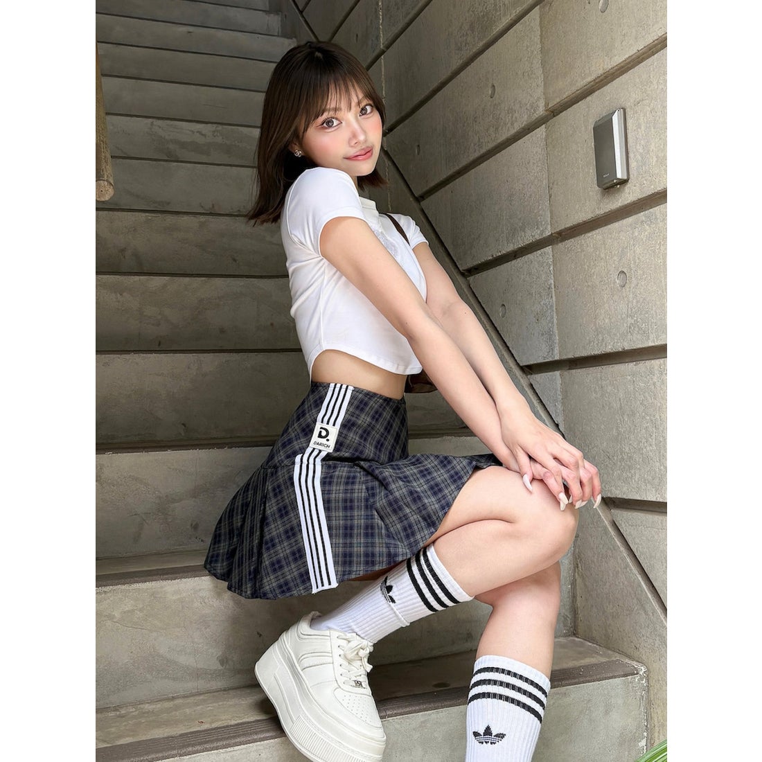 ダーリッチ Darich リメイクライクチェックミニスカート （グリーン