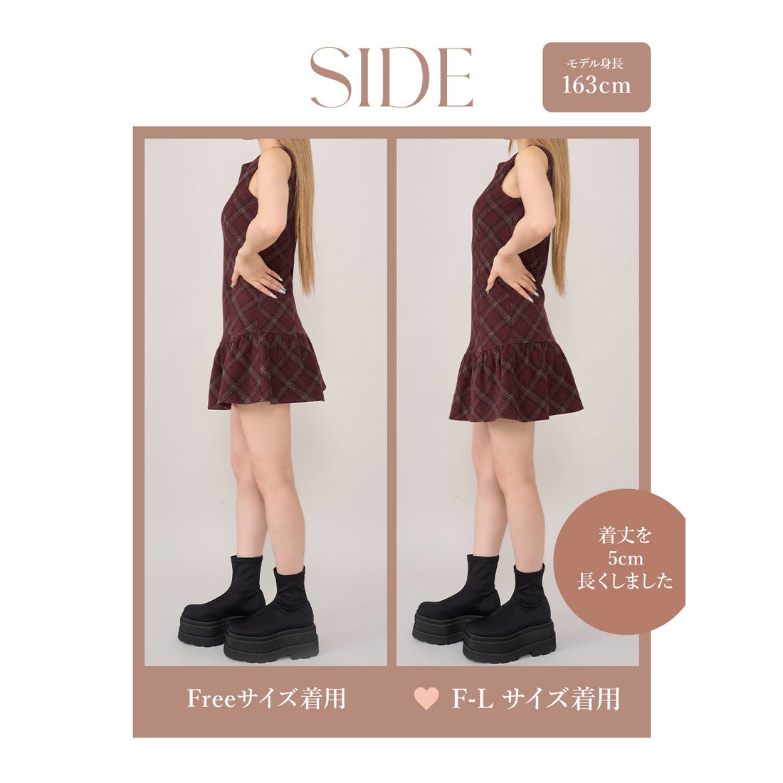 ダーリッチ Darich タータンチェックノースリミニワンピース