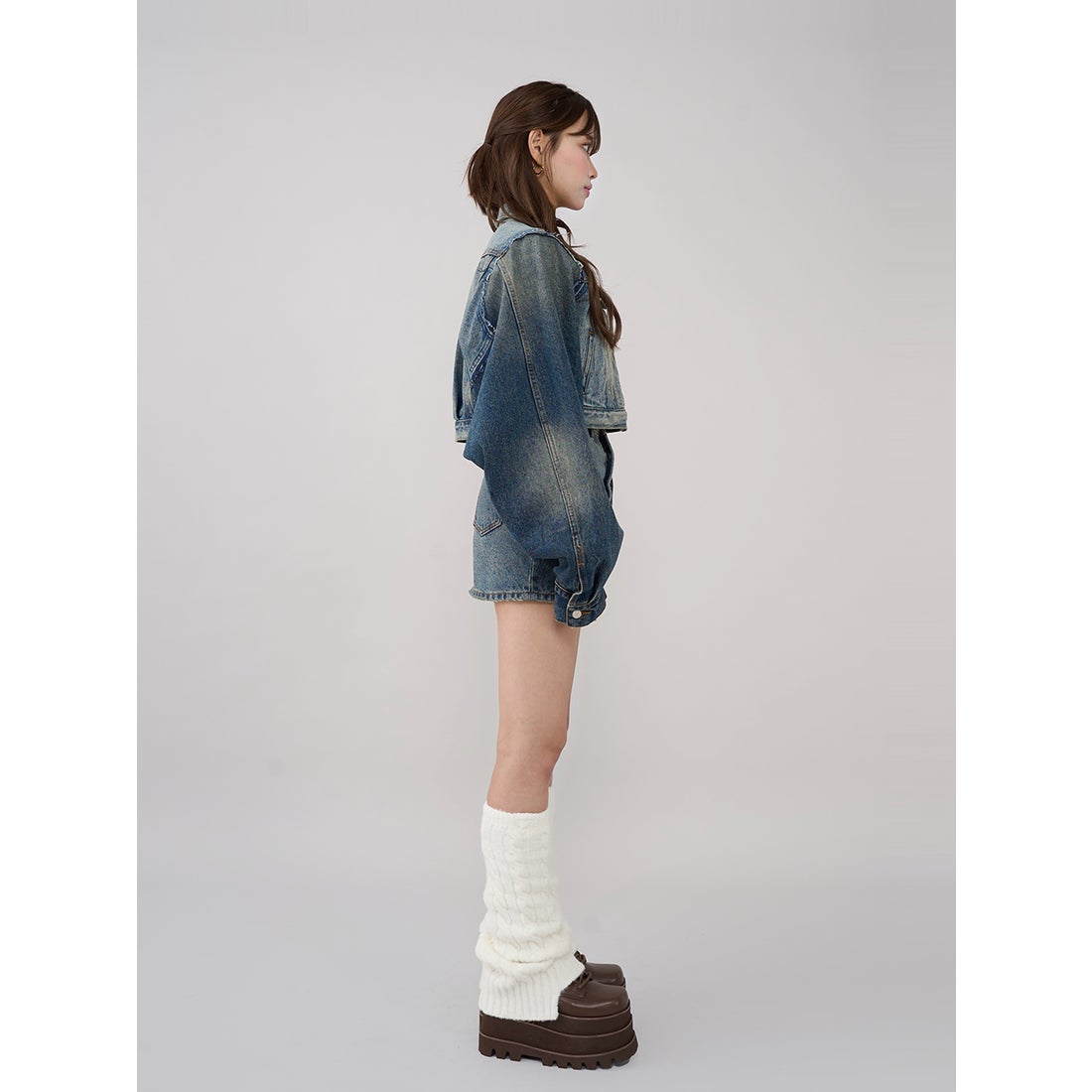 ダーリッチ Darich バックカーブデニムミニスカート （ブルー