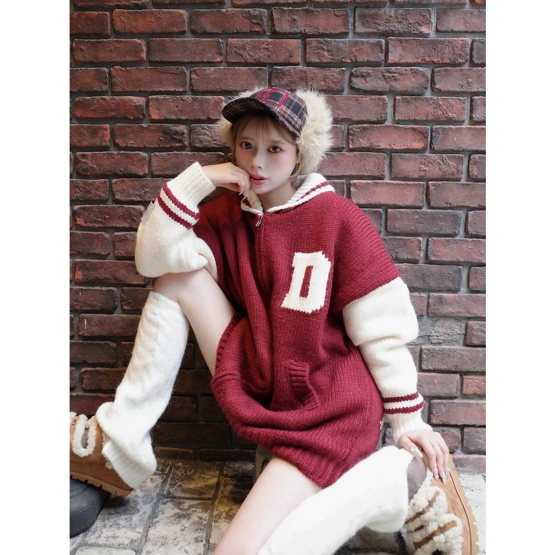 ダーリッチ Darich THE Social CLUBニットブルゾン （ボルドー