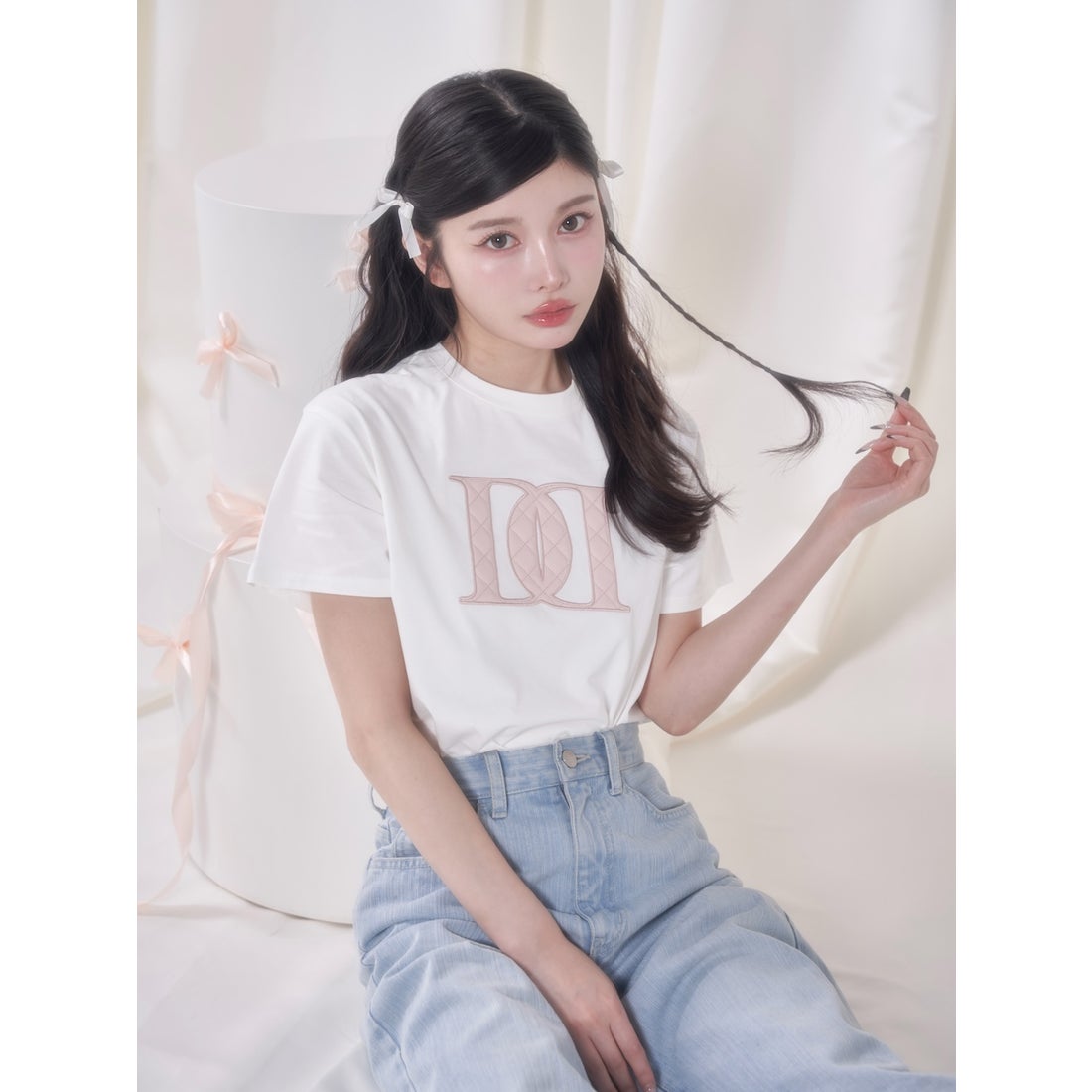ダーリッチ Darich キルティングアップリケTシャツ （ホワイト） -靴