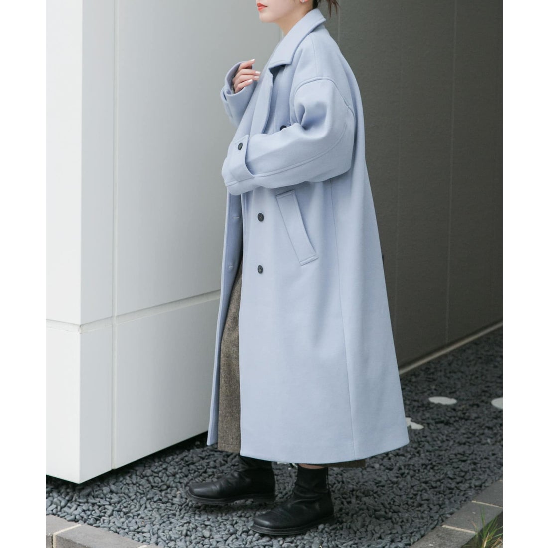ケービーエフ KBF コクーンロングコート （NAVY） - ファッション通販