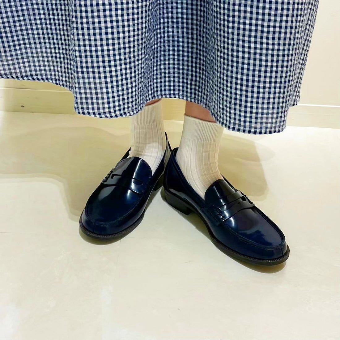 ハルタ HARUTA レザーカジュアルコインローファー（ブルー