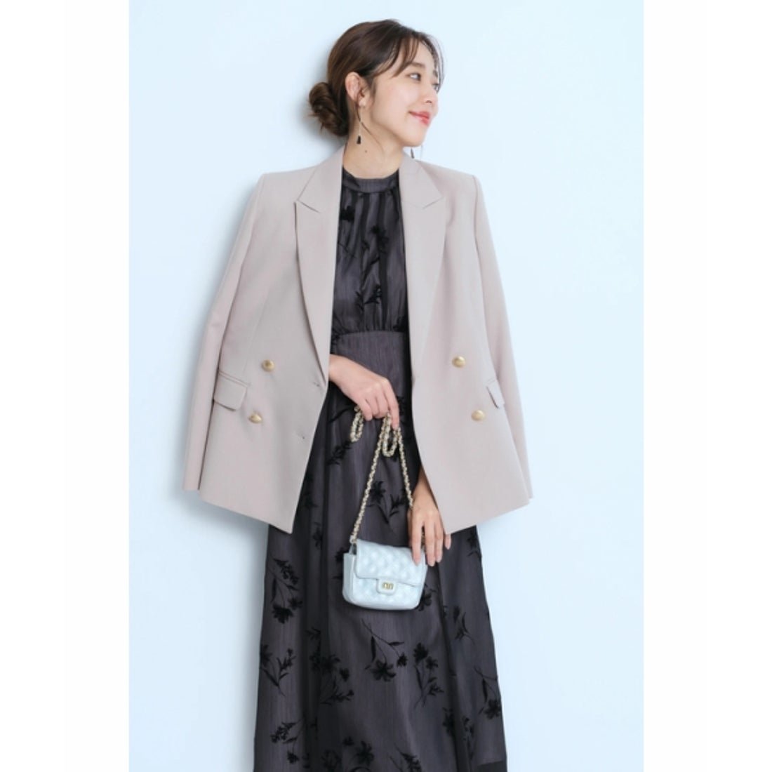 ジャスグリッティー JUSGLITTY フロッキープリントワンピース （黒
