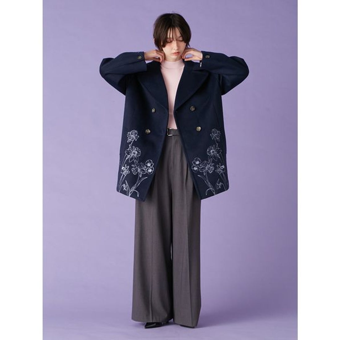 リリーブラウン LILY BROWN エンブロイダリーコクーンコート （MNT