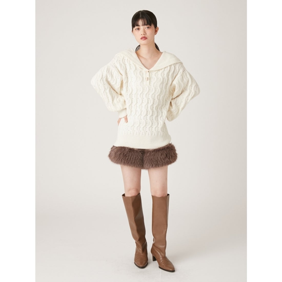リリーブラウン LILY BROWN エコファーショートパンツ （BLK