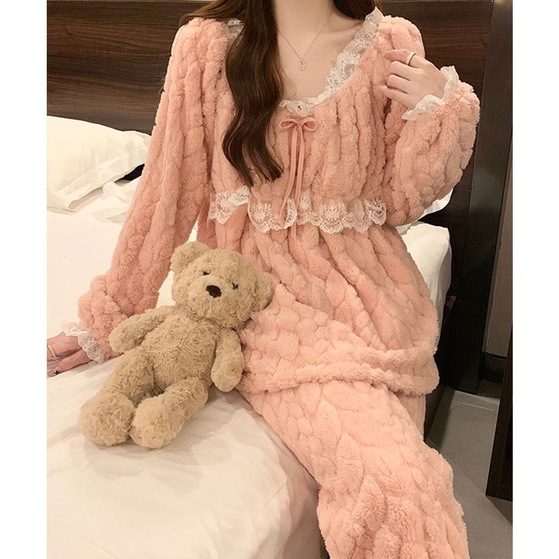レースレディース Lace Ladies Aライン リボン レース ふわもこ ルーム