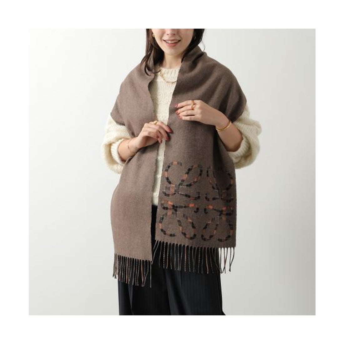 ロエベ LOEWE LOEWE マフラー FSA4SS1W01 アナグラム チェック柄
