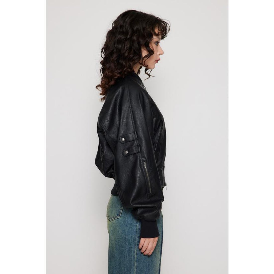 ラグア ジェム LAGUA GEM CROPPED FAUX LEATHER ブルゾン （BLK