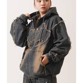 ワンフォークロージング 1111clothing トライバルフリンジ デニムZIP