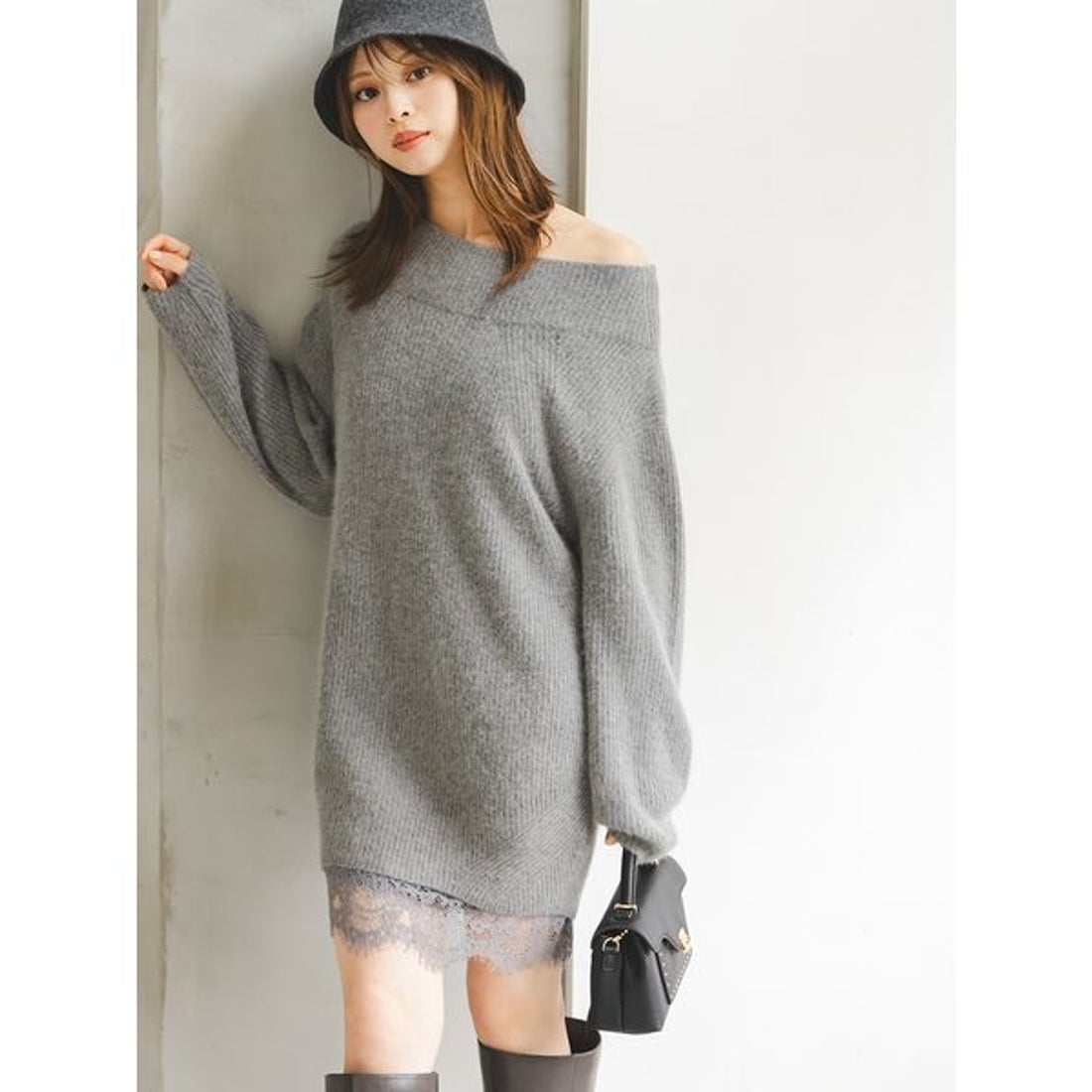 スナイデル SNIDEL ニットセットキャミミニワンピース （GRY