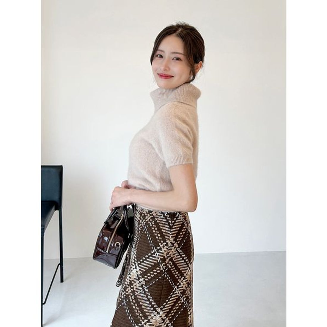 スナイデル SNIDEL Sustainableロービングチェックミニスカート （PNK