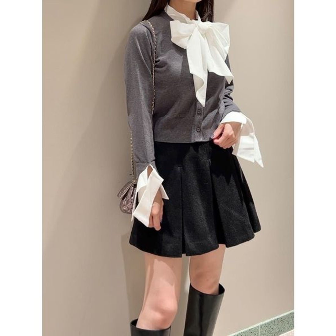 スナイデル SNIDEL ウエストリブプリーツミニスカート （BLK
