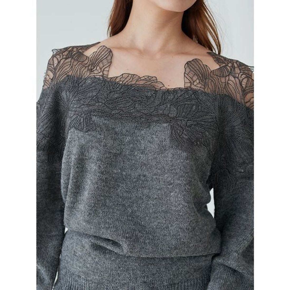 スナイデル SNIDEL レーストリミングニットプルオーバー （GRY