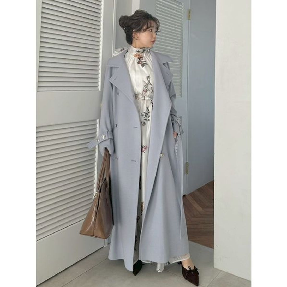 スナイデル SNIDEL ウールカシミヤスタンドカラーコート （LBLU
