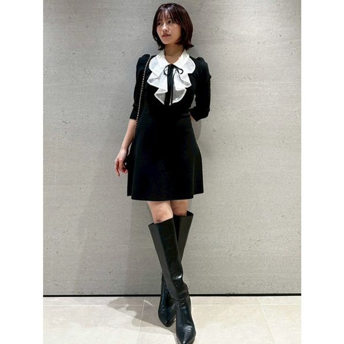 スナイデル SNIDEL ラッフルミニニットワンピース （BLK