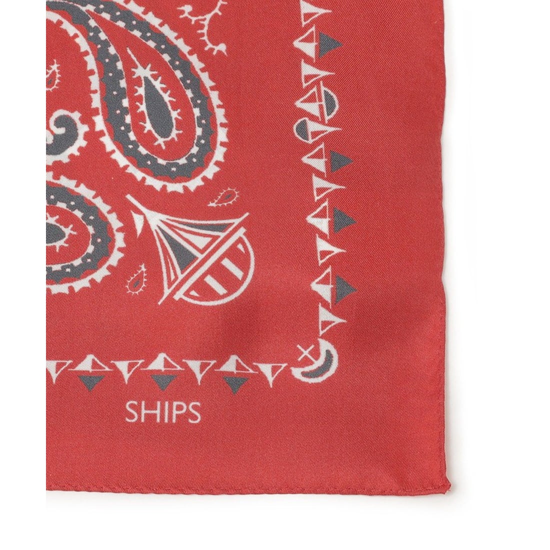 シップス SHIPS シルクバンダナスカーフ 65×65 （レッド