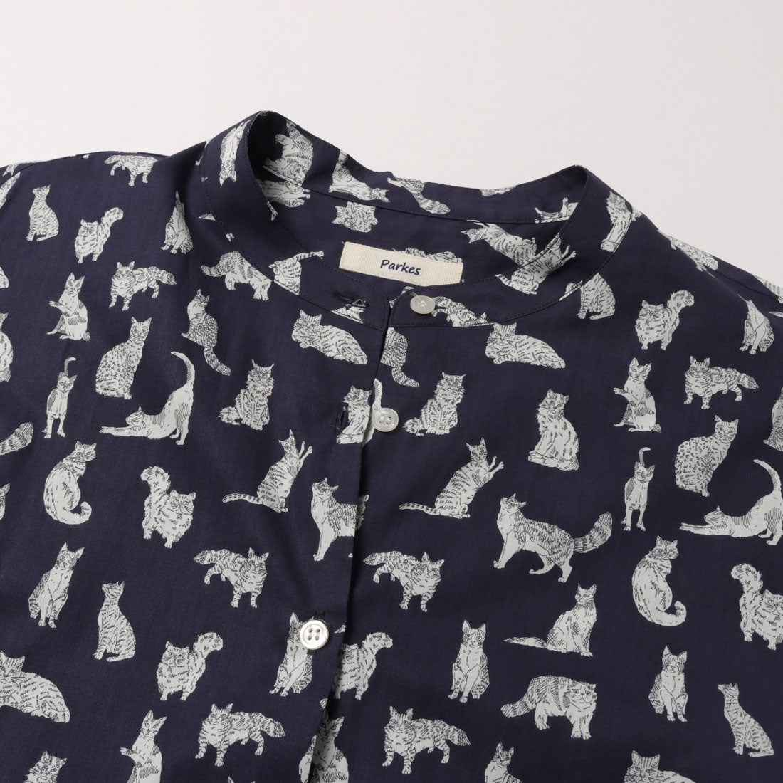 パークス Parkes リバティ 猫柄シャツ （ネイビー） -ファッション通販