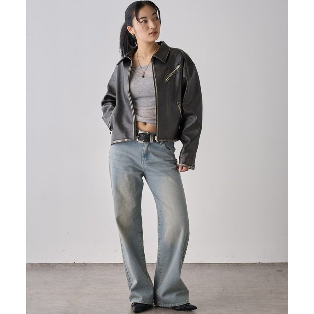 パル PAL 【WHO'S WHO gallery】ボンディングレザージャケット （blue