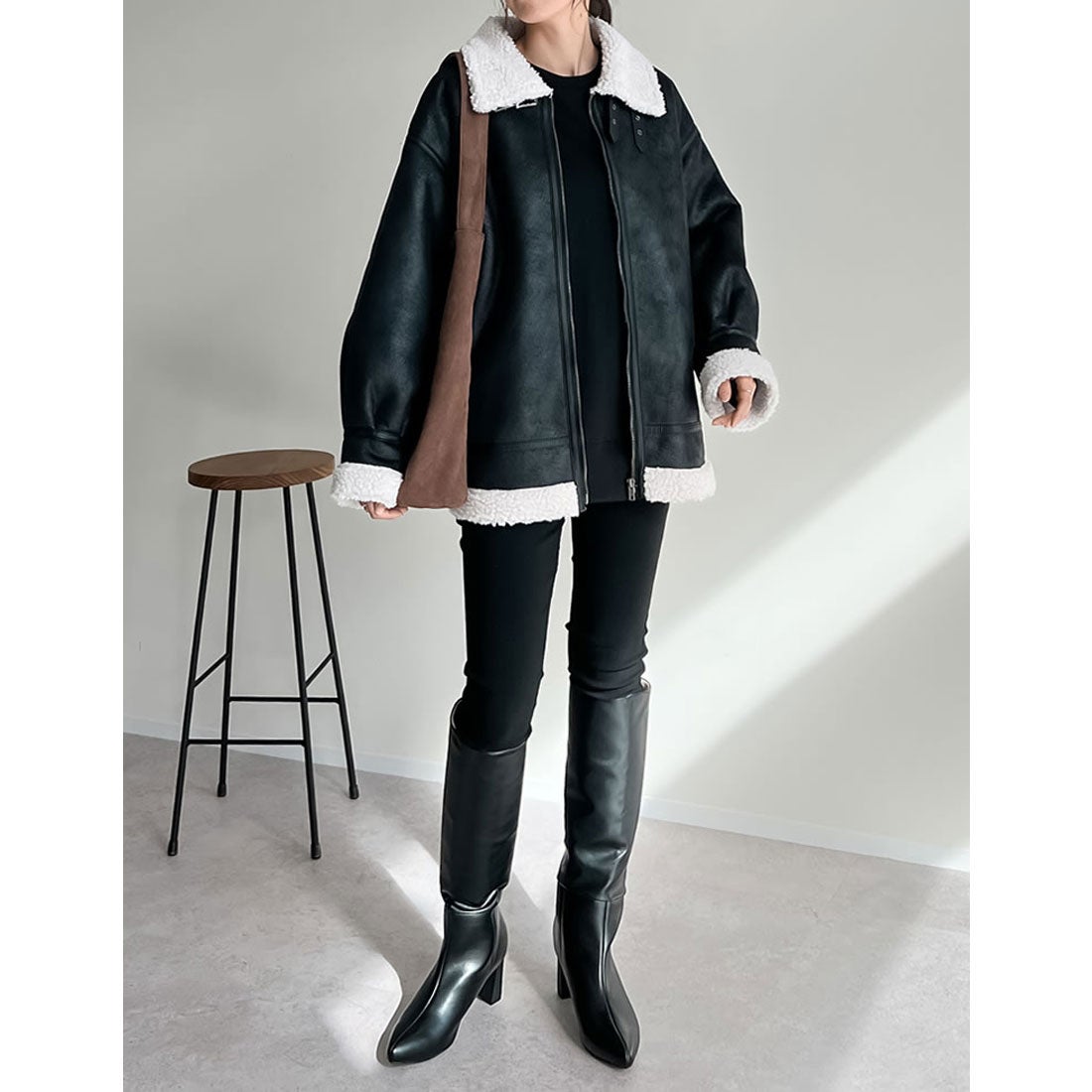 Re:EDIT フェイクレザーボンバージャケット -ファッション通販 FASHION