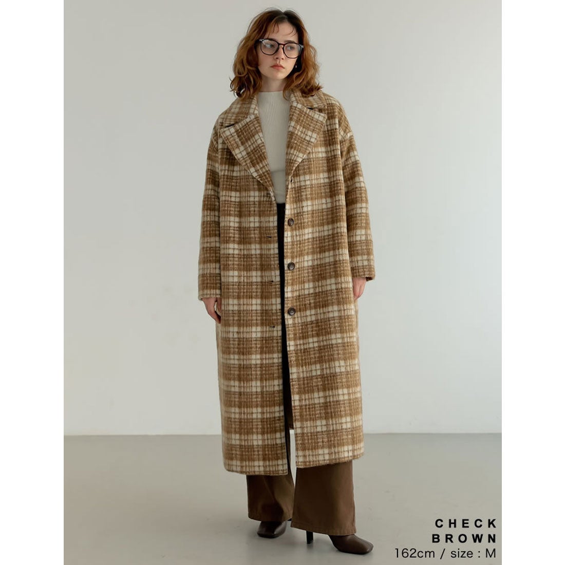 Re:EDIT [2024-25 WINTER COLLECTION]起毛チェック柄ロングチェスター