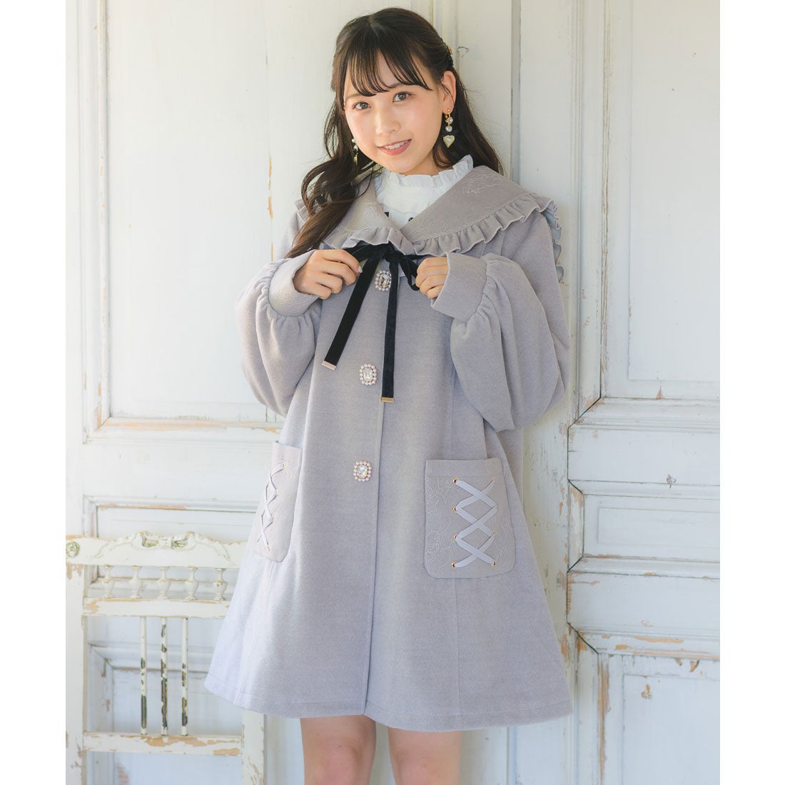 ロジータ ROJITA セーラーカラーコート （グレー） -ファッション通販