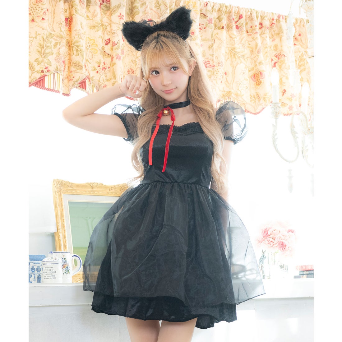 ティカ Tika レトロキュート黒猫アニマルハロウィンコスプレ衣装3点