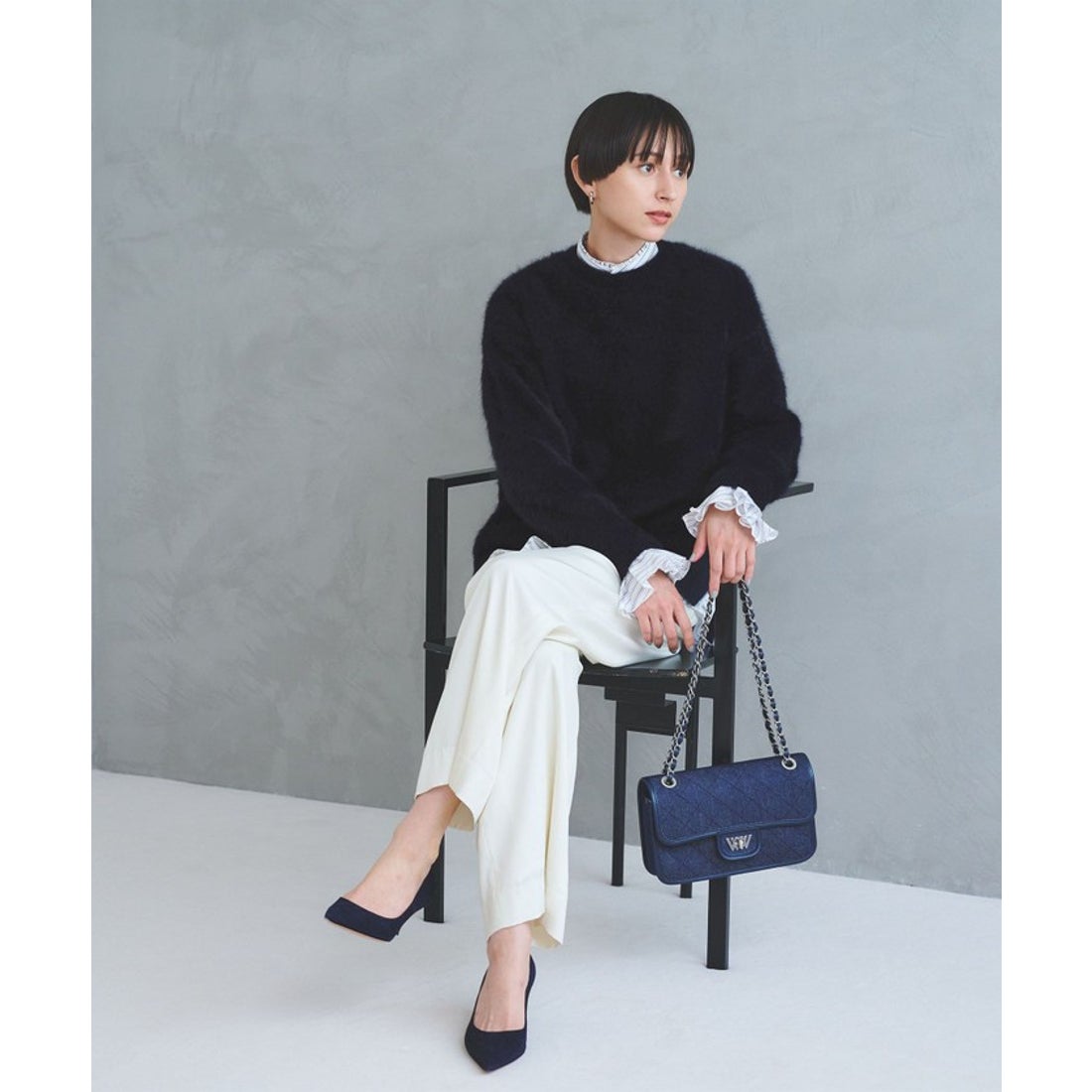 UNITED ARROWS フォックスカシミヤ クルーネック ニット （DK.BROWN