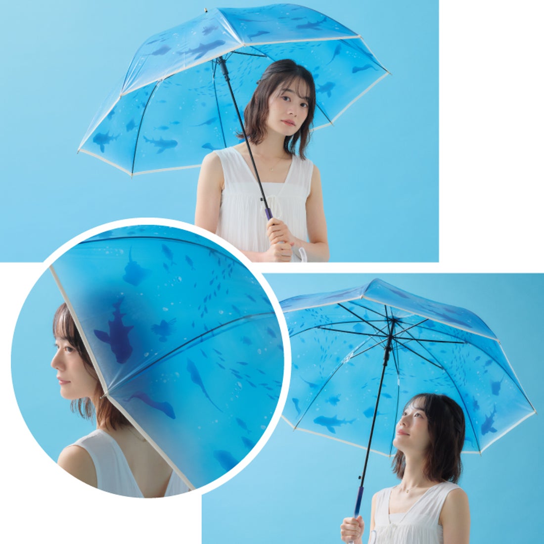 Wpc.】［ビニール傘］えのすい×Wpc. アンブレラ おやすみ、クラゲ 親骨