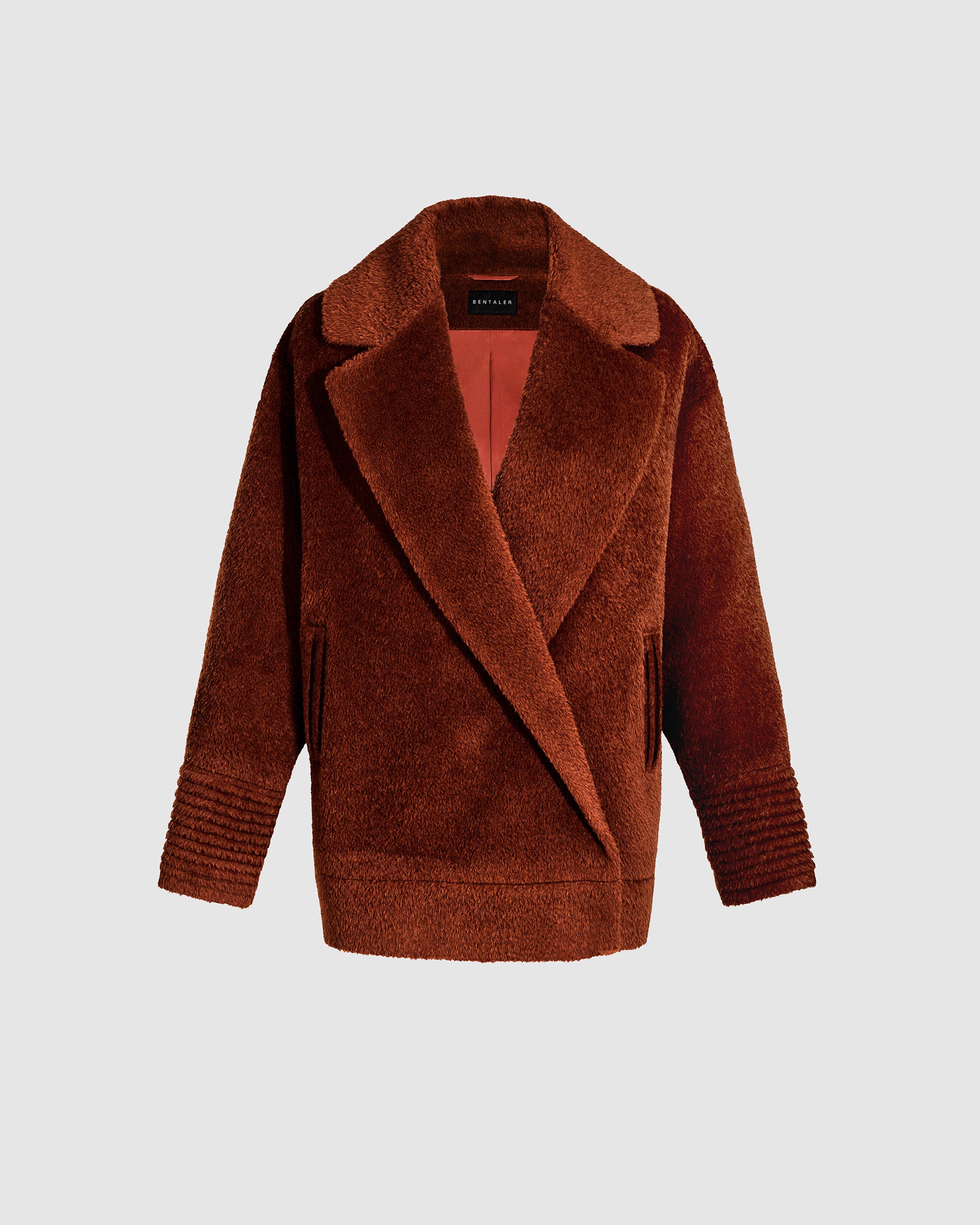 Bouclé Alpaca Aviator Rust Jacket | SENTALER