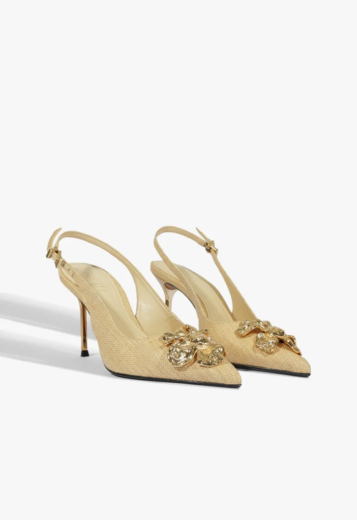 Scarpin Slingback Flora Palha Natural | ZZ MALL