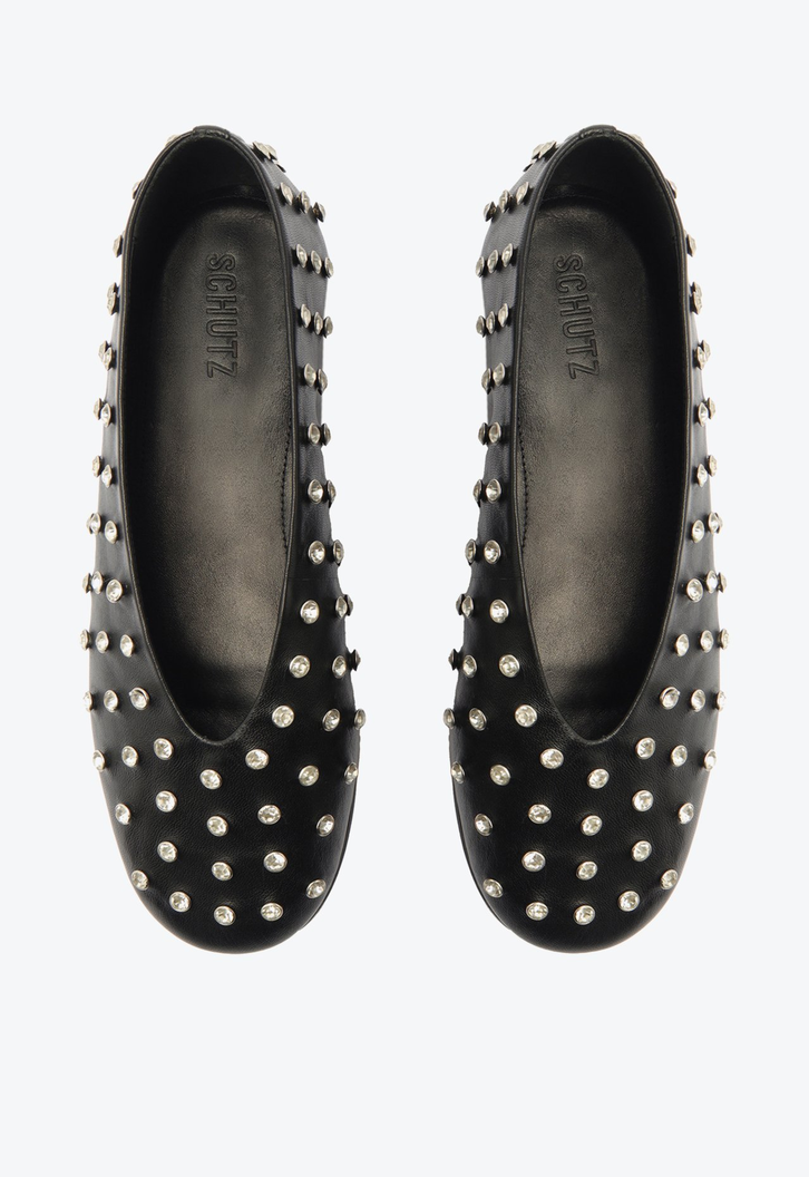Sapatilha Preta Schutz Daphne Couro Tachas | ZZ MALL