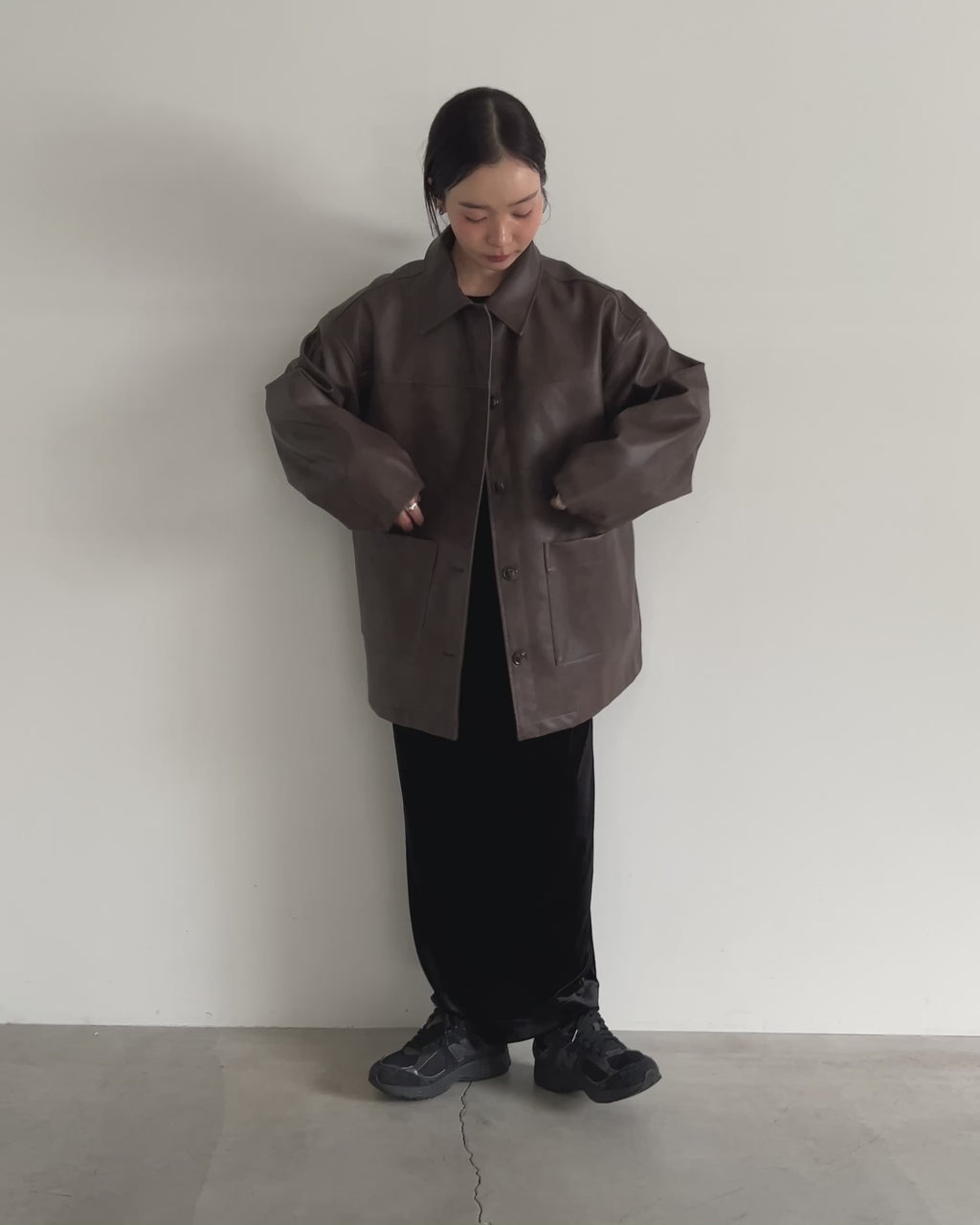ステンカラーフェイクレザージャケット【by SON】 – SELECT MOCA