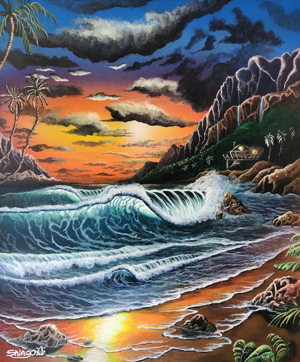 ハワイの風景画をアクリル絵の具で描きます ハワイの大自然を