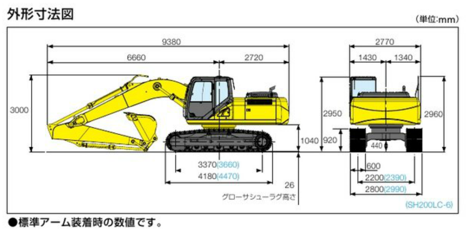 住友建機 SH200LC-6（油圧ショベル(ユンボ)）のカタログ・スペック