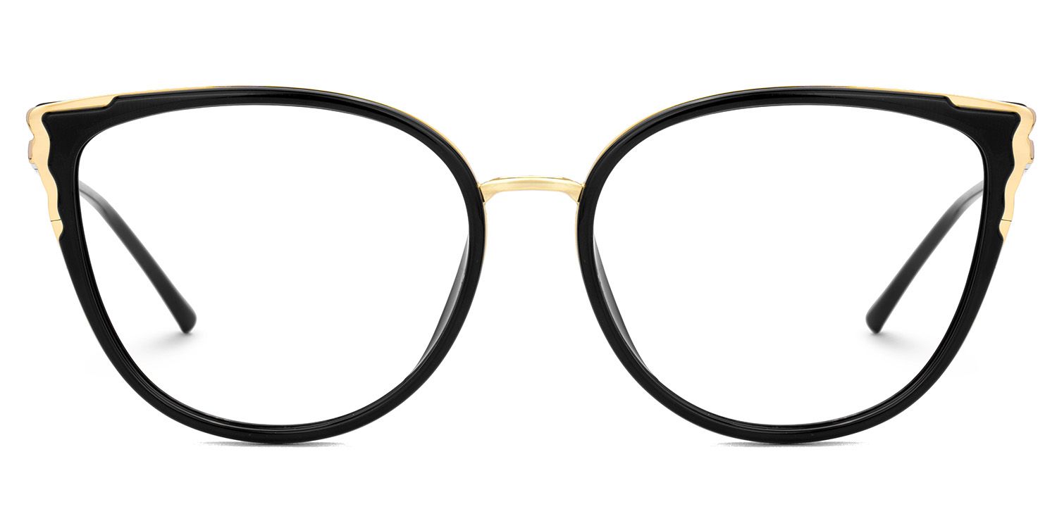 Estrada Cateye Black Eyeglasses with Mixed Materials -Zeelool