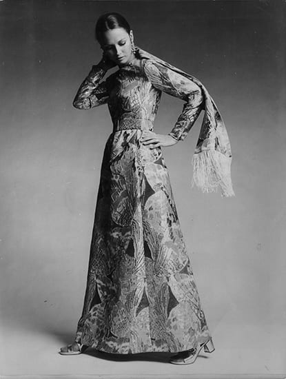 Winter 70-71 Givenchy Evening Gown with Silver and Gold Fringed