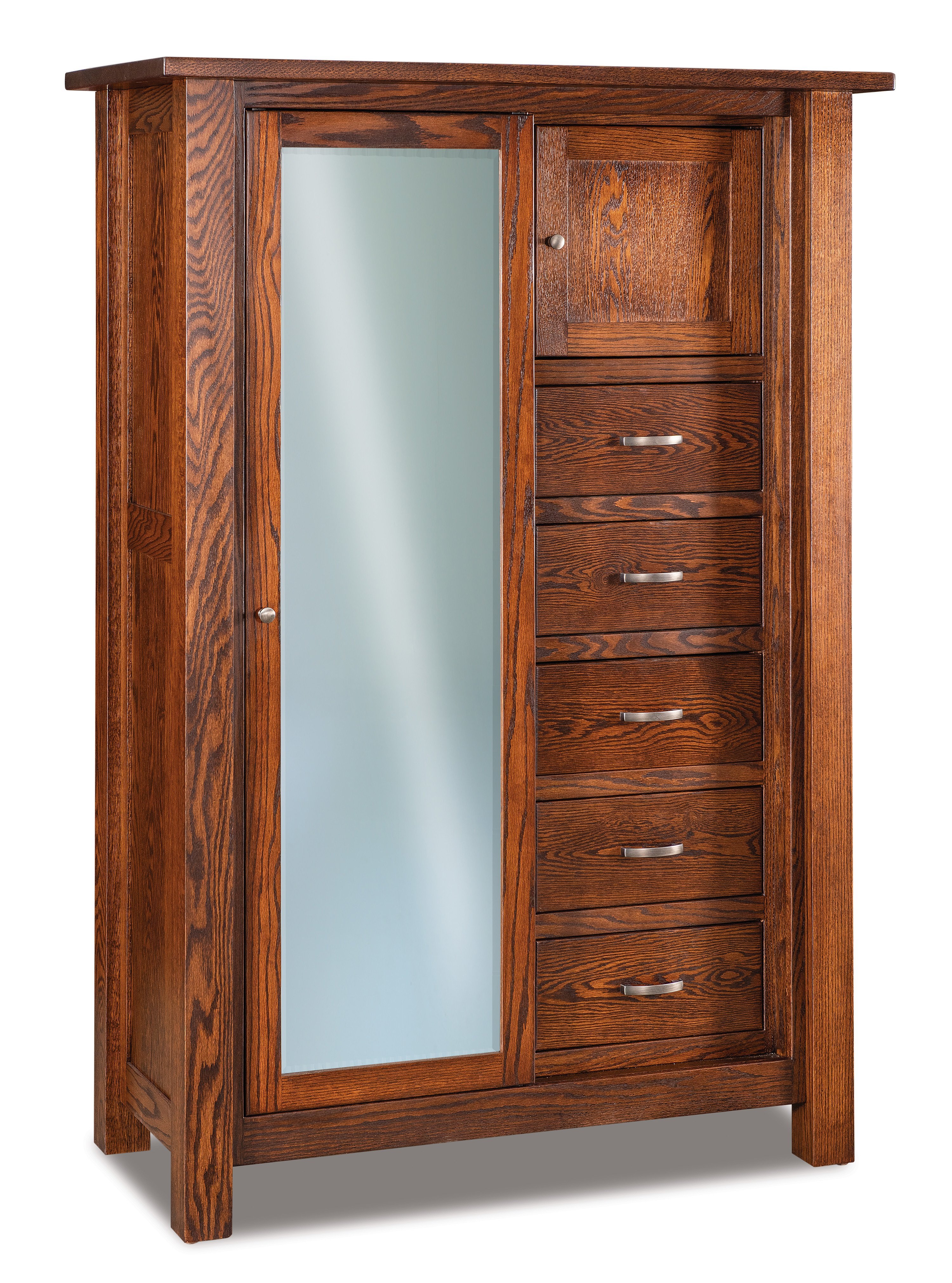 Hardwood Chifferobe with Sliding Mirror Door from DutchCrafters Amish