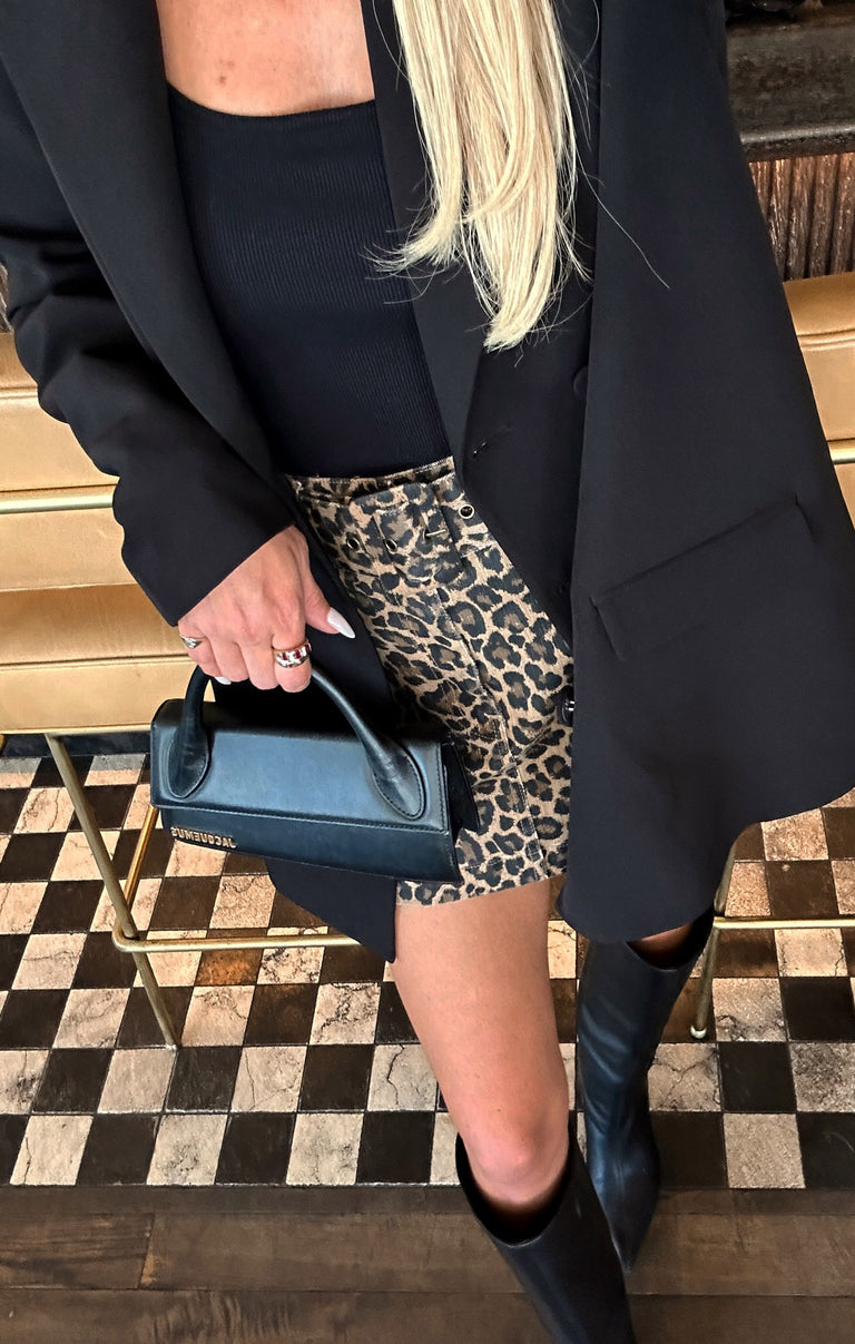 Tyra Belted Zip Skirt ~ Leopard Latte Denim – Show Me Your Mumu