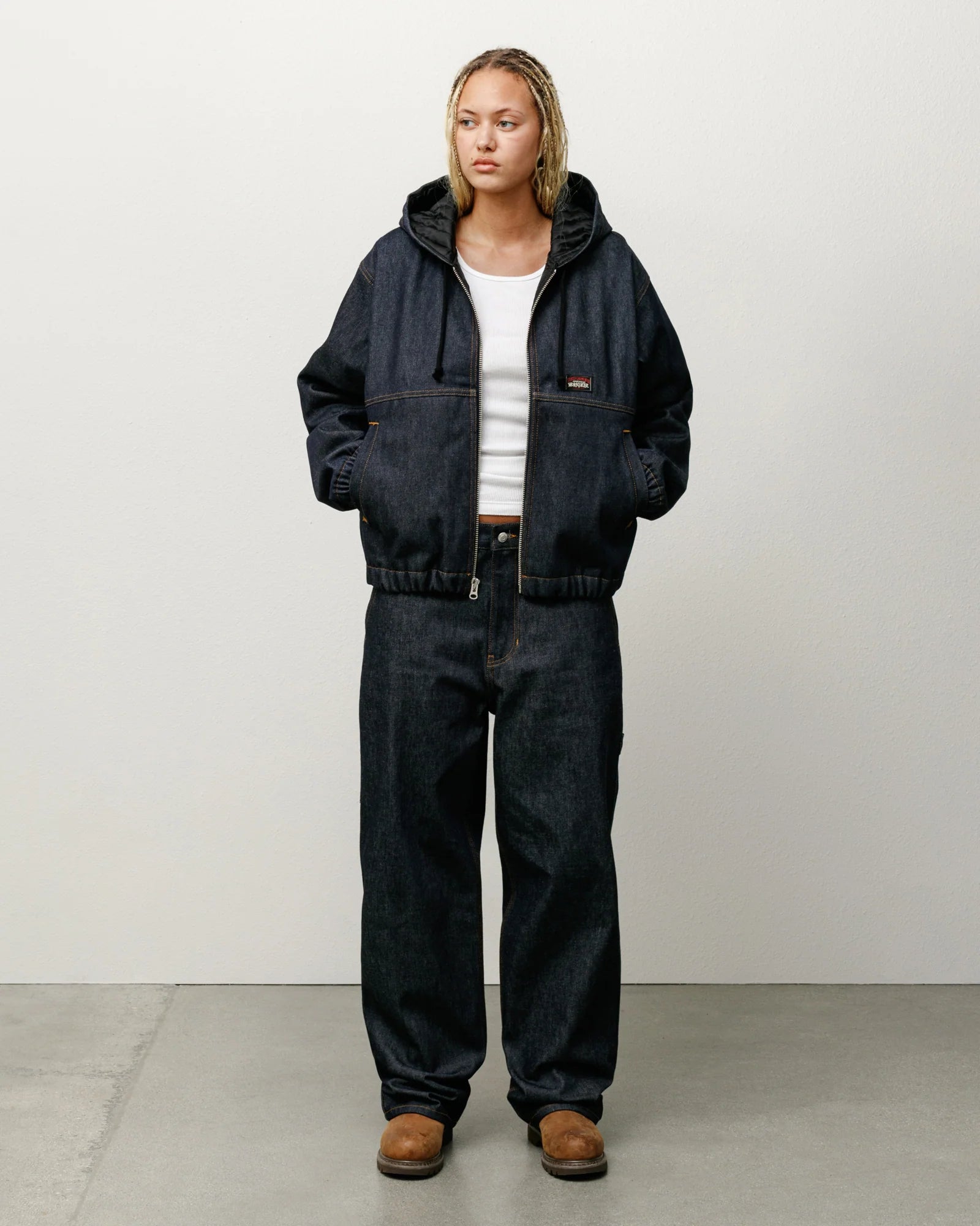 Stüssy: Men's Insulated Work Jacket Denim (Raw Indigo) | DSMNY E-SHOP