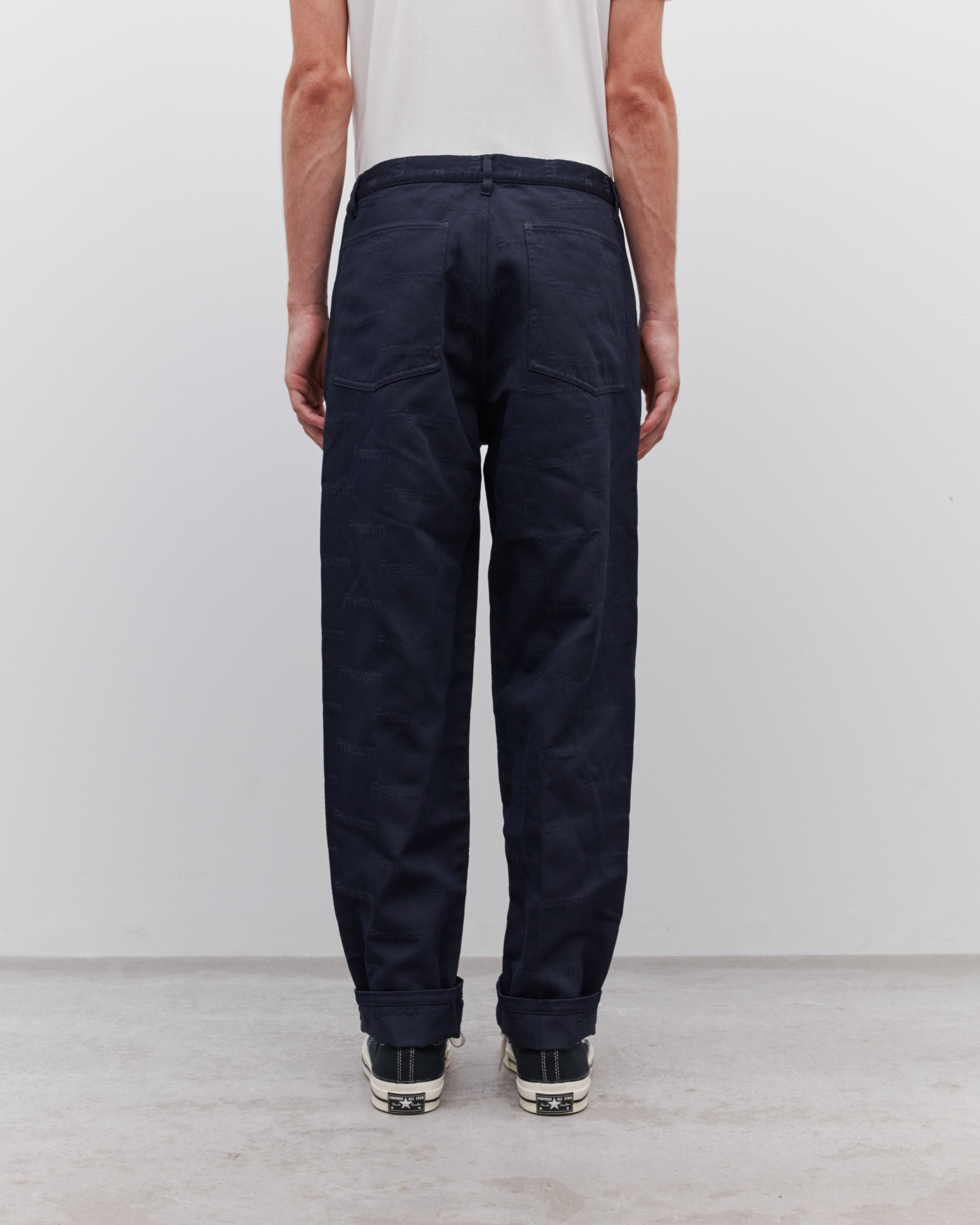 CDG Shirt: Men's Freedom Printed Pants (Navy) | DSMNY E-SHOP