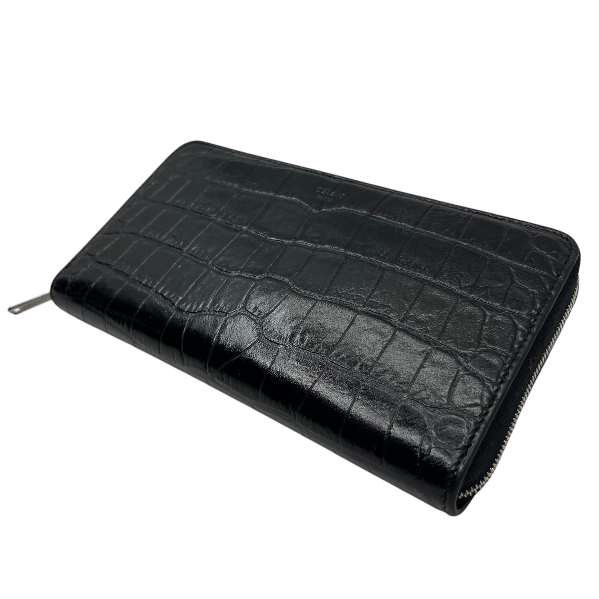 CELINE(セリーヌ) Croco-embossed leather round zip wallet