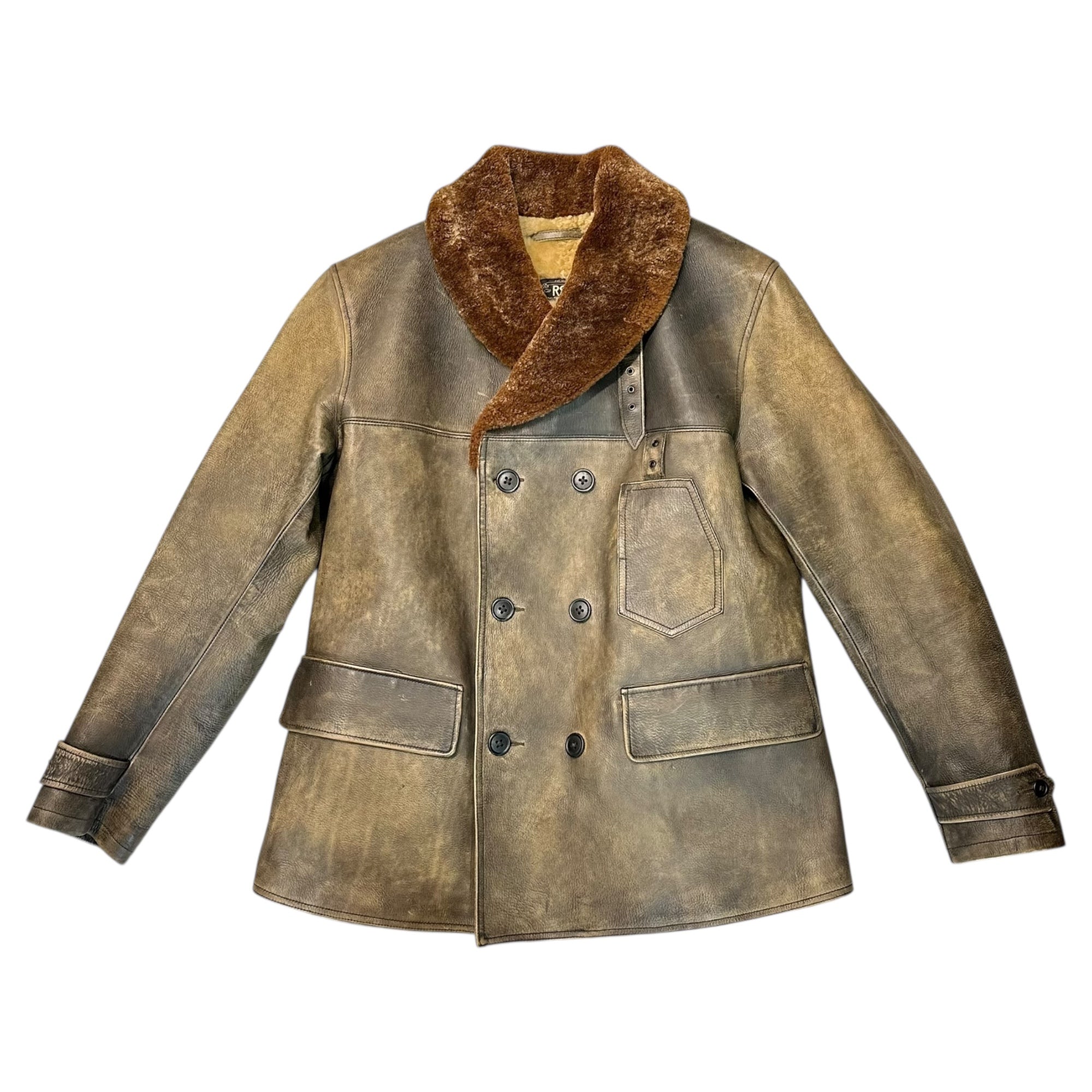RRL(ダブルアールエル) Double-Breasted Mouton Leather Car Coat