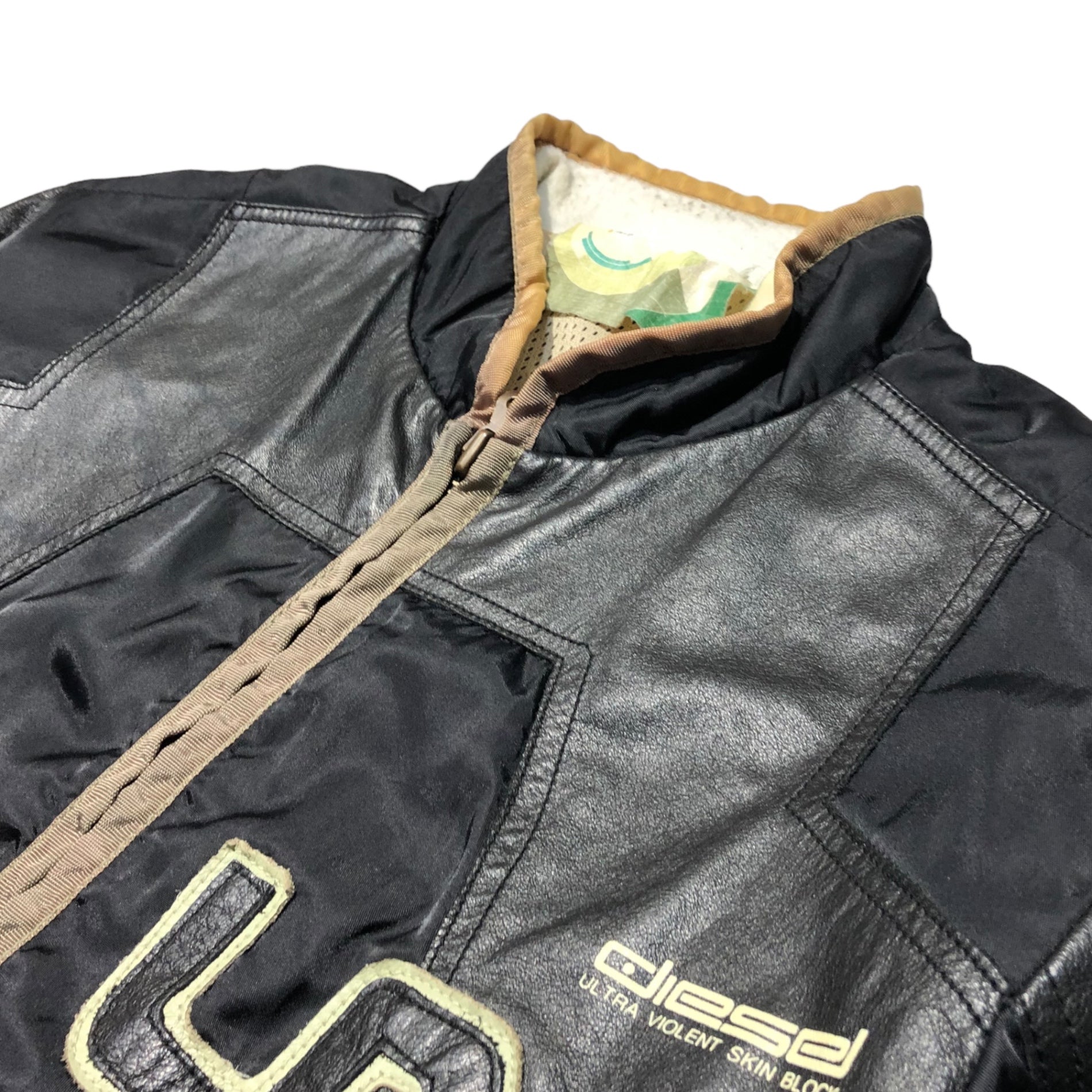 DIESEL(ディーゼル) 90's Leather switching nylon biker jacket