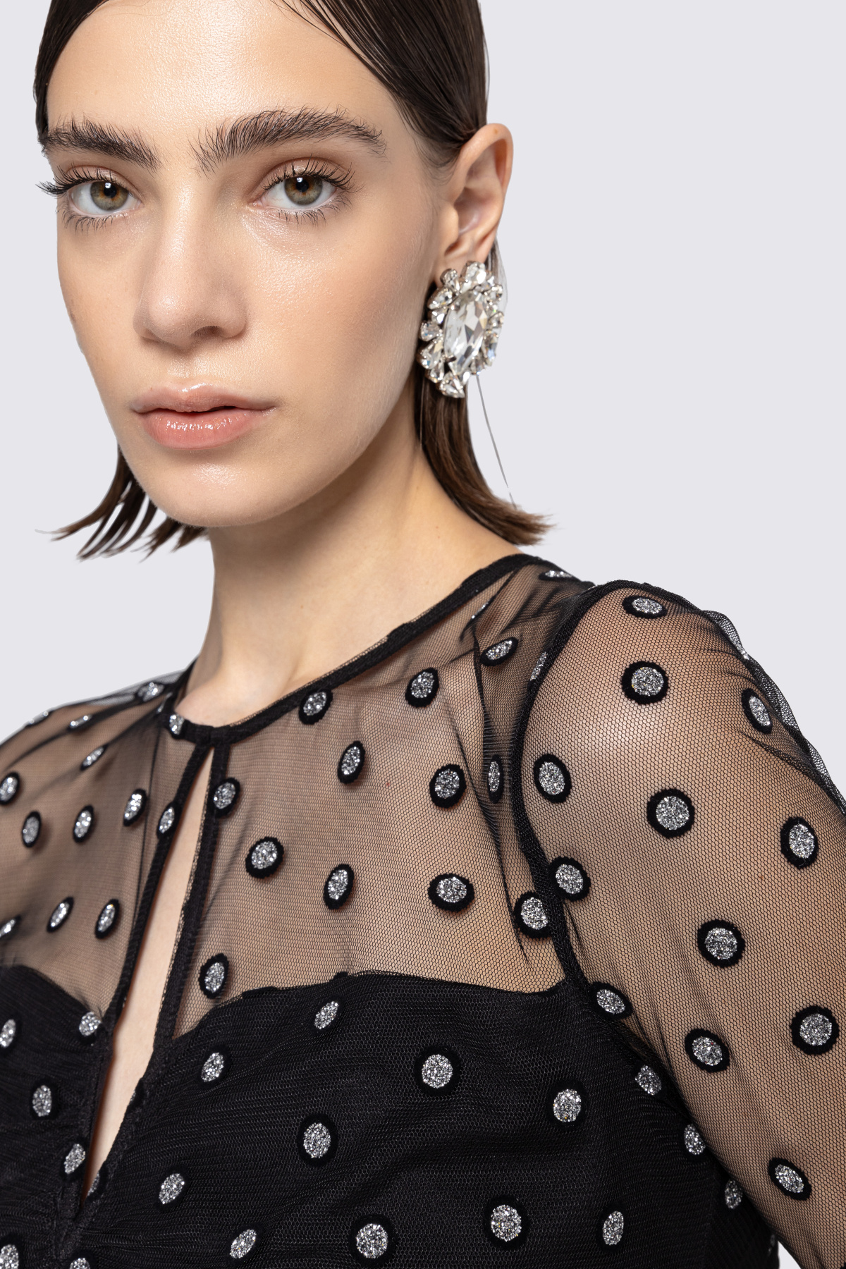 Polka-dot glitter-embellished tulle dress | RS15281 | NISSA