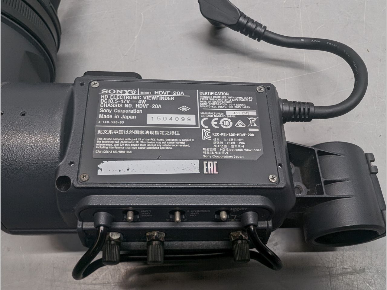 SONY HDVF-20A 2型HDビューファインダー | VIVID Online Shop